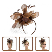 Fascinator Hat Flower Fascinator Headband Tea Party Hat Prom Banquet HeadpieceCoffee20X18X5CM