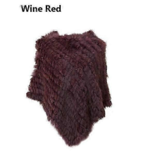 Real Fur Knitted Rabbit Fur Poncho Vest Vest Fashion Wrap Coat Vtg Shawl Lady Natural Furwine redOne Size