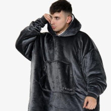 (Charcoal) Unisex Hug & Snug Oversized Fleece Hoodies, Fluffy Blanket Hoodie Ultra Plush Hooded Big OODIE Oversized UK Pullover Man Menswear Soft