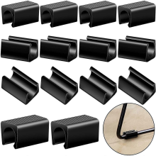 40pcs Chair Leg Protectors Rectangular Shape Chair Leg Clamps Plastic Cover Floor Glides for U-Shaped Anti-Slip Black Tube Caps -Sy