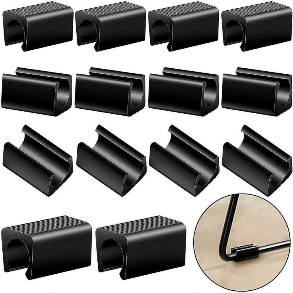 40Pcs Chair Leg Protectors Rectangular Shape Chair Leg Clamps Plastic Cover Floor Glides For U-Shaped Anti-Slip Black Tube Caps -Sy 7057162177500