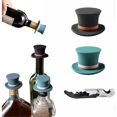 Wine Stoppers,Cute and Reusable Silicone Bottle Caps,Wine Sealer Preserver Accessory Set