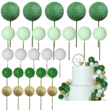 50Pieces Balloon Style Cake Toppers Set Party Supplies Elegant Cake Ornament Foam Texture for Creative Holiday Dessert Rose RedDark Green