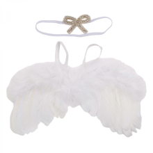 Handmade Newborn Photography Props Angel Baby Wing & Headband Set Soft & Breathable Newborn Photo Costume for GirlsC