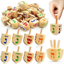 30 Pack Wooden Hanukkah Dreidels Games, Hanukkah Gifts Colorful Hebrew Letters Spinning Tops Toys DIY Painted Wood Dreidel