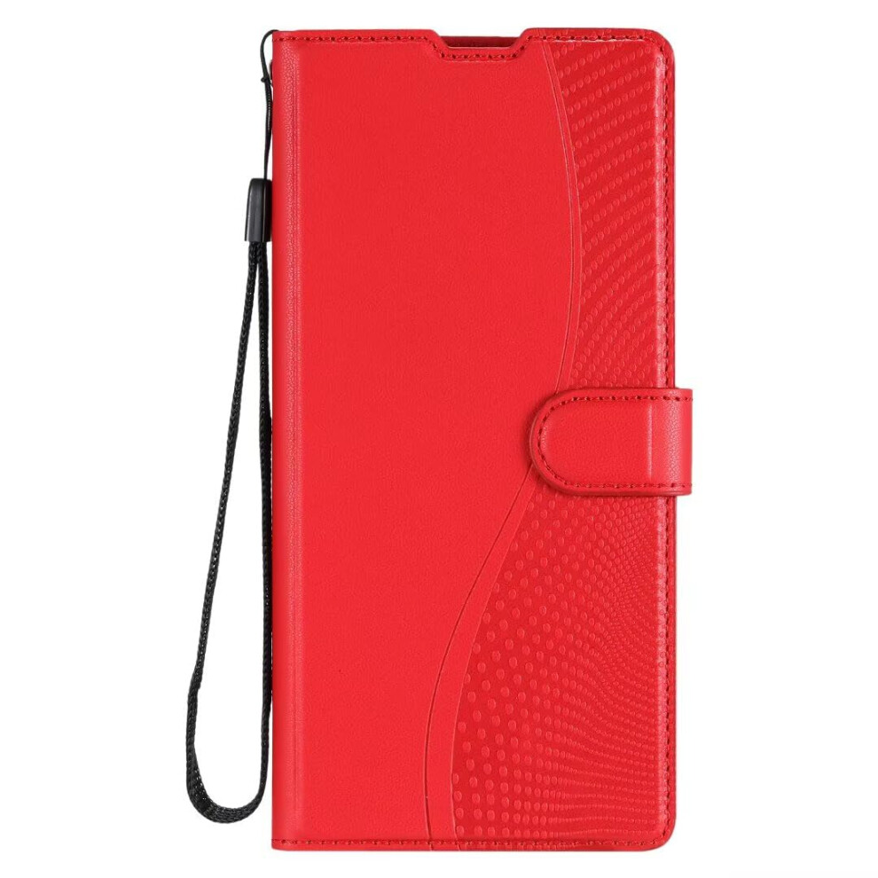 Case For Xiaomi Mi Note 13 4G Pu Leather Wallet Case With Card Holder Kickstand Magnetic Closure Shockproof Red 9354506891213