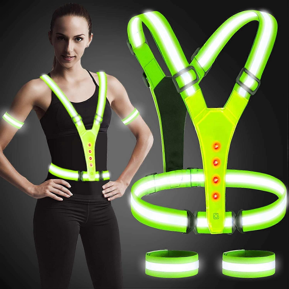 Led Reflective Vest, High Visibility Led Reflective Safety Vest Running Lights For Runners 7057162184430