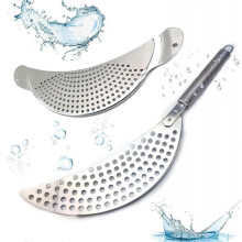 Stainless Steel pan Strainer with Handle, 2pcs Stainless Steel Pasta Strainer, Easy draining, Durable