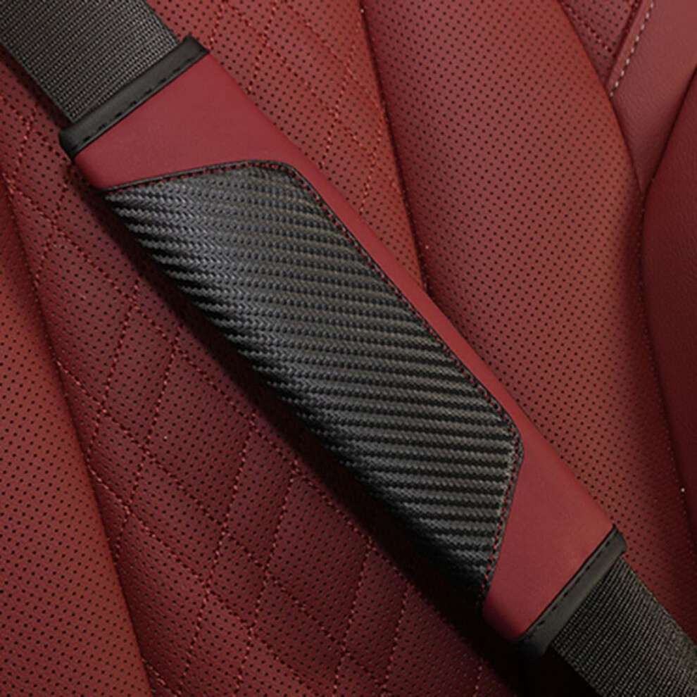 Car Seats Belt Padding Covers For Fiat 500L 500X 500S 500E Type 330/332 3+1 Carbon Fiber Breathable Burgundy 9393856924271