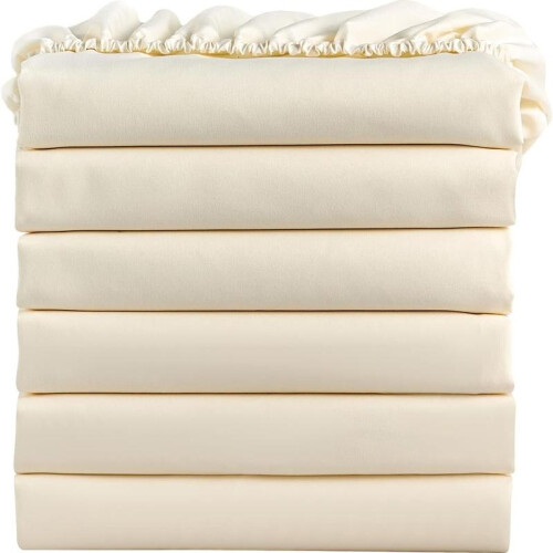 (Cream, Small Double ) Extra Deep Pocket Microfiber Fitted Bed Sheets - Solid Colour Pattern - Machine Washable