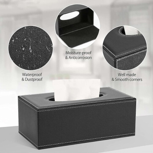 Rectangular Tissue Box Holder Tissue Box Cover PU Leather Facial Tissue Dispenser 1