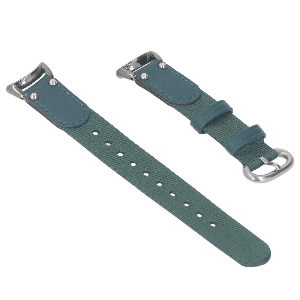 Breathable Olive Pu Canvas Watch Strap For Mi Band 8 Nfc Green 8081351637130