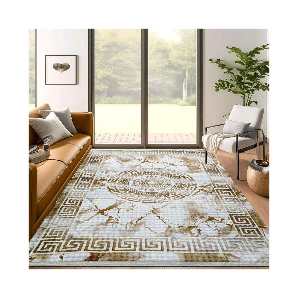 (Marble Beige, 90x190cm) Premium Rug Collection â Marble, Persian & Geometric Anti-Slip, Machine Washable Home Decor-image-OPC-PKQGPN7-NEW
