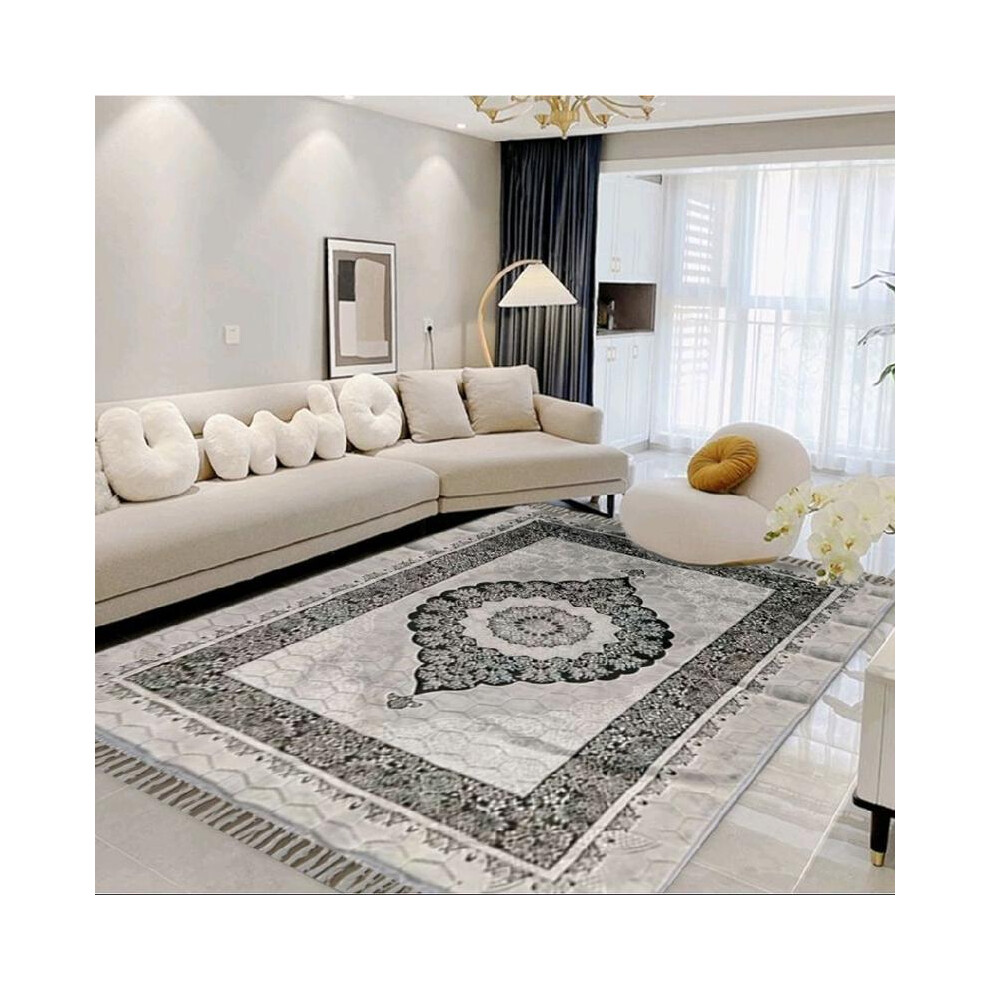 (Turkish Grey, 200x300cm) Greek and Turkish Patterned Teddy Rugs - Soft, Non-Slip, 200x300cm | Stylish Area large Rugs for Living Room and Bedroom-image-OPC-PKQGPXW-NEW