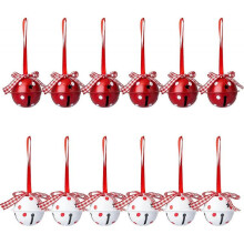 12 Pieces Christmas Jingle Bells Craft Bells with Star Cutouts for Christmas Tree Party Festival Decoration