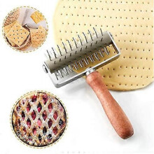 Stainless Steel Dough Docker, Time-Saver Pizza Dough Roller Docker with Wood Handle, Pizza Wheel