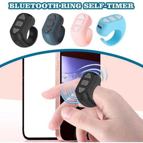 New Rechargeable Bluetooth Shutter Release Button Mini Fingertip Remote Self-Timer Controller Selfie Phone Black 1 Pcs 1