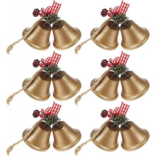 6 Pcs Red Christmas Bells, Tree Hanging Ornament Metal Jingle Bells for Christmas Holiday Decoration