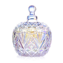 Colorful Crystal Glass Jar Sugar Bowl Candy Dish With Lid Dressing Table Display Pot Small