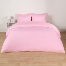 (Pink, Double) OHS Plain Dyed Duvet Cover Quilt Bedding Set With Pillowcase Single Double King Size