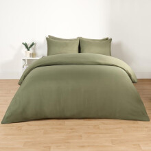 (Woodland Green, Single) OHS Plain Dyed Duvet Cover Quilt Bedding Set With Pillowcase Single Double King Size