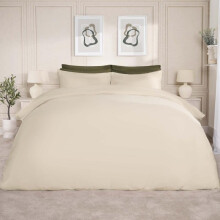 (Taupe, Double) OHS Plain Dyed Duvet Cover Quilt Bedding Set With Pillowcase Single Double King Size