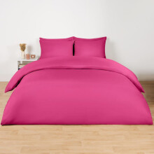 (Hot Pink, Single) OHS Plain Dyed Duvet Cover Quilt Bedding Set With Pillowcase Single Double King Size