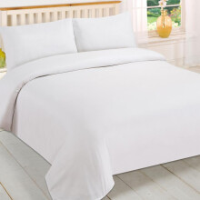 (White, Double) OHS Plain Dyed Duvet Cover Quilt Bedding Set With Pillowcase Single Double King Size