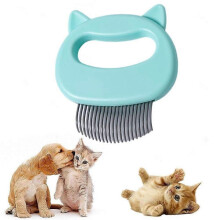 Cat Dog Comb Pet Short Hair and Long Hair Hair Removal Massage Shell Comb Soft Hair Removal Brush Grooming  (Blue)