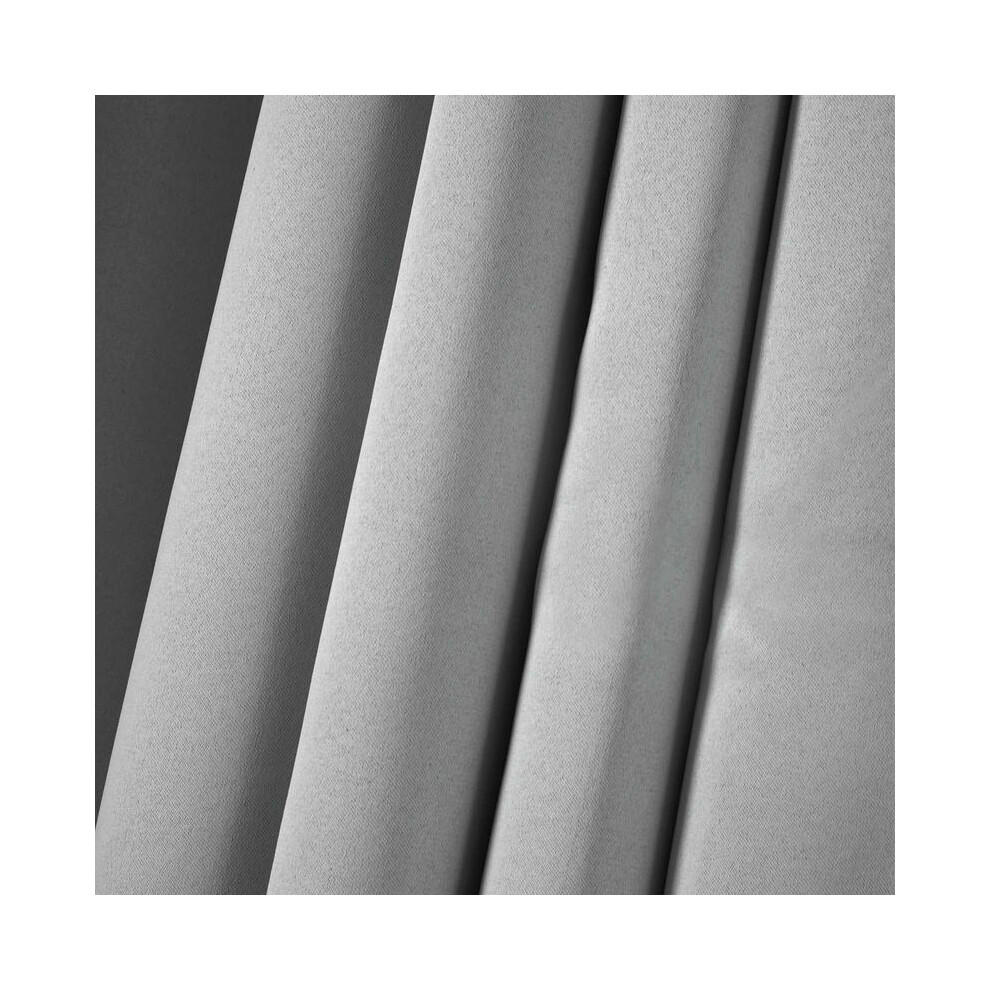(Silver Grey, 66" x 54") OHS Eyelet Blackout Curtains PAIR of Thermal Ring Top Ready Made Luxury-image-OPC-PKQGWZ8-NEW