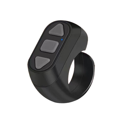 Rechargeable Bluetooth Shutter Release Selfie Self-Timer Mini Fingertip Remote Button R3G7 For Phones Black 1 Pc