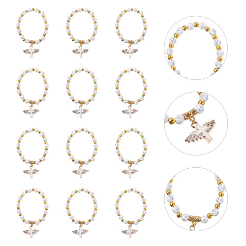 12 kinder armbänder mit rosenkranzperlen weiß 2