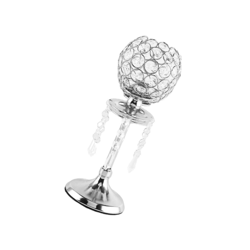 (Silver L) Opulent Crystal Candlestick Stand for Pillar Candles Table Centerpiece-image-OPC-PKQH2X9-NEW