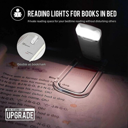 Portable USB Rechargeable LED Clip On Bed Reading Book Light, Dimmable Bookmark Light 1