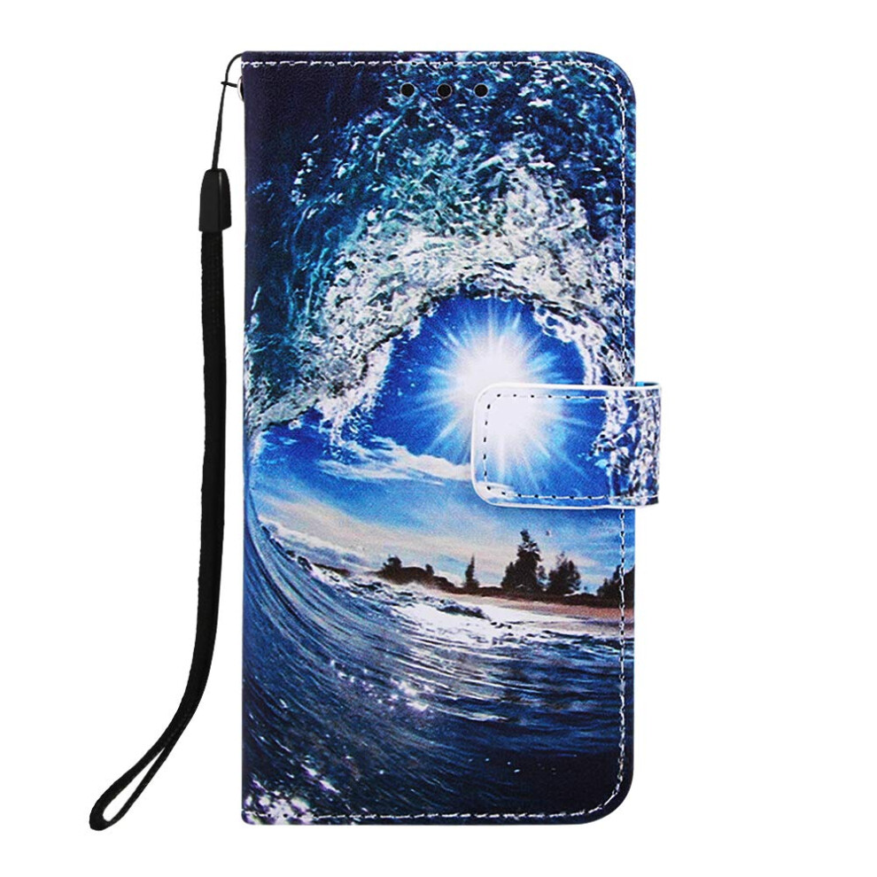 Case For Oppo Reno13 Pro 5G Wallet Folio Stand Pu Leather Shockproof Flip Cover Magnetic Closure Id Slots Wave And Sun 9016109042286