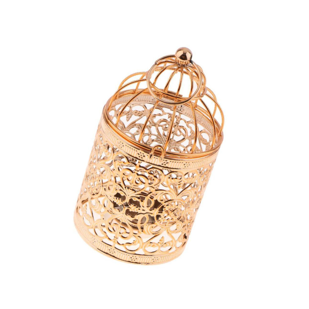 (Rose Gold, Type B) Vintage Metal Birdcage Shape Tea Light Candle Holder Exquisite and-image-OPC-PKQH57W-NEW