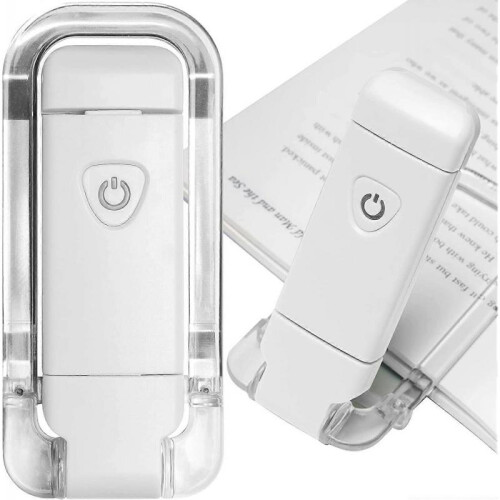 Portable USB Rechargeable LED Clip On Bed Reading Book Light, Dimmable Bookmark Light