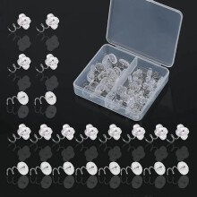 50 PCS Clear Heads Twist Pins with Storage Box, Bedskirt Pins for Upholstery, Slipcovers, and Bedskirts flower
