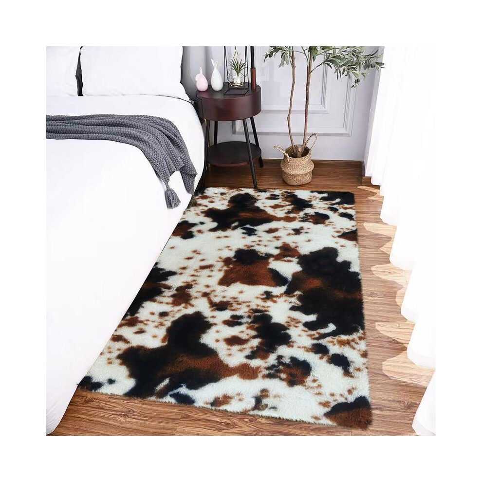 (Cow Printed, 23.62*35.43Inchï¼60*90Cmï¼) Cow Print Fluffy Area Rug, 1 Count Soft Durable Non-Slip Rug, Decorative Area Carpet For Home Living Room 5054092299342
