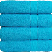 (Teal, 4) Bargain Bath Towel - Budget-Friendly 100% Egyptian Cotton - Super Soft - 80x140cm Absorbent Soft Sheet Smooth Plain luxury