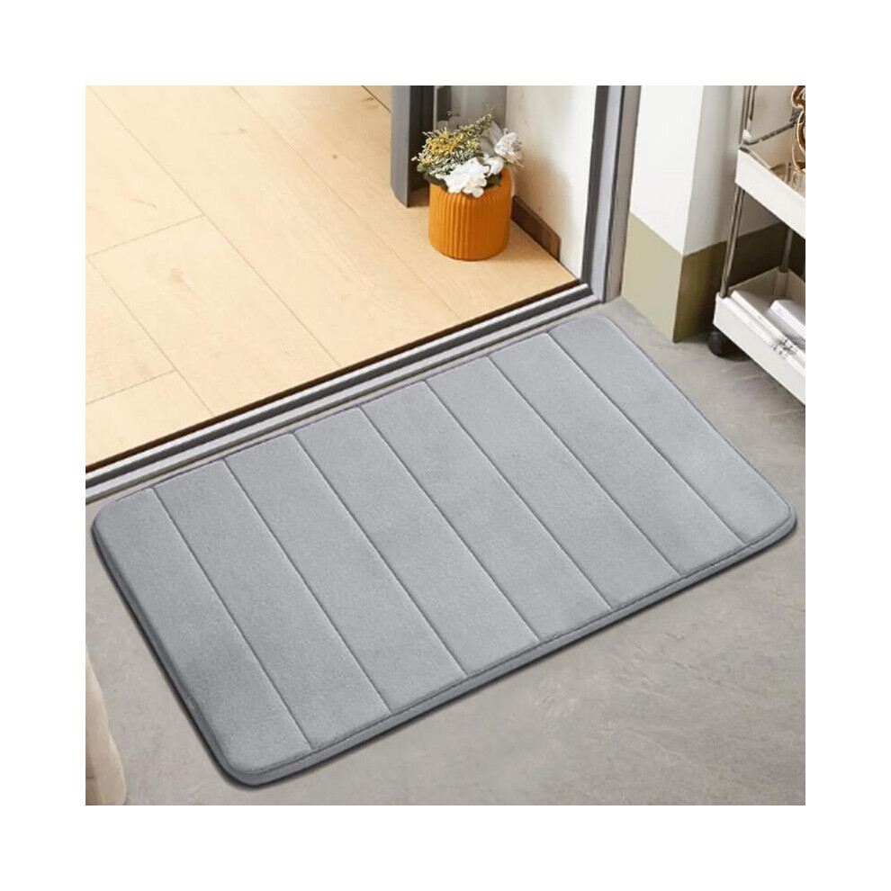 (Silver, 40CM X 60CM) Bourn London Memory Foam Bath Mat, Extra Soft Non-Slip, Super Absorbent Bath Mats for Bathroom Floor, Machine-Washable Dry Bath-image-OPC-PKQHH97-NEW