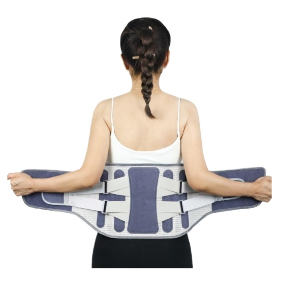 Lumbar Support Belt Back Brace For Posture Correction, Blue, Size M, 3 Waist Pads, Massage Shaper