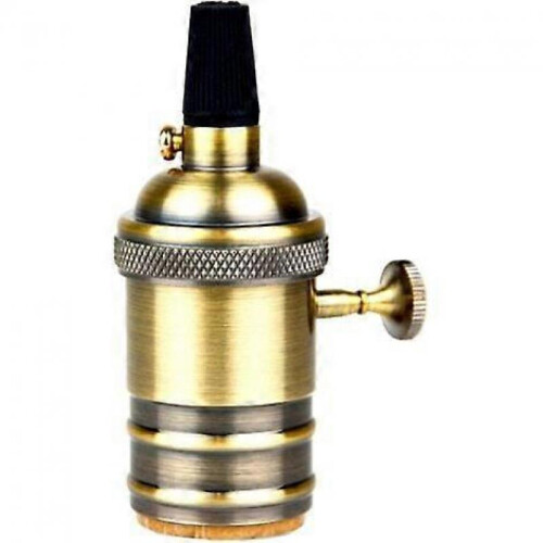 E27/E26 socket in bronze finish with switch (Vintage Serie) 2