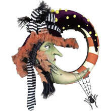 Halloween Wreath Halloween Decorations Witch Hat and Legs Wreath Witch Moon Wreath Artificial Front Door Wreath Wall Window Wreath Thanksgiving Decor