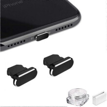 Metal Anti Dust Plug Compatible with iPhone 12 11 X XS XR 8 7 SE Mini Plus Pro  , 2 Pack Port Cover Protectors with Storage Box (Black)