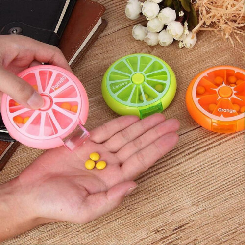 Creative Portable Mini 7 Day Weekly Circular Shape Rotary Cute Fruit Style Pill Storage Case BoxMulticolor3 PCS 2