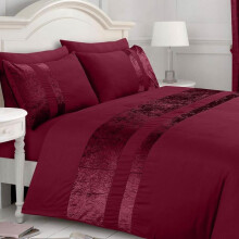(Burgundy, King) Luxury CRUSH Velvet Duvet Cover with Pillow Case Bedding Set - Elegant Comfort for Your Bedroom sets comfy bed duvetcoverset hotel