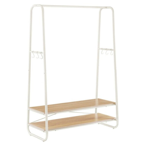 Kleiderständer - HELLOSHOP26 - 45x100x160 cm - 2 Regale - 6 Haken - Robustes Stahl