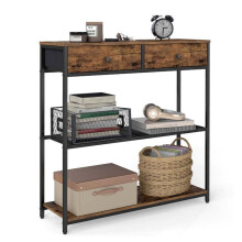 Mesa de entrada - HELLOSHOP26 - Consola estreita - 2 gavetas em tecido - Design moderno - Estrutura robusta