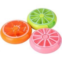 Creative Portable Mini 7 Day Weekly Circular Shape Rotary Cute Fruit Style Pill Storage Case BoxMulticolor3 PCS